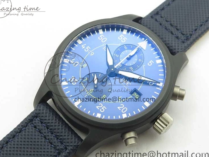 MIROTIME 0304 Reliable Pilot Chrono Blue Angels Black Ceramic ZF Best Edition on Blue Leather Strap A 7088